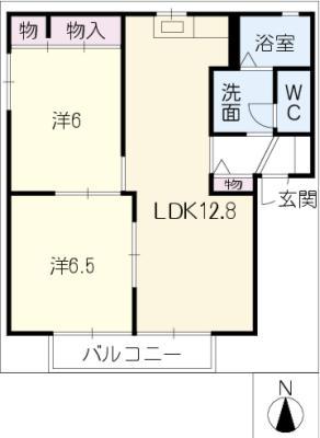 ルミエール津村 C(2LDK/2階)の間取り写真