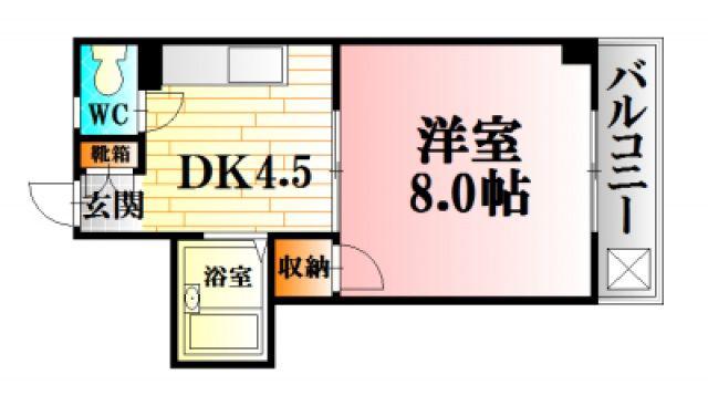 岡田ビル(1K/2階)の間取り写真