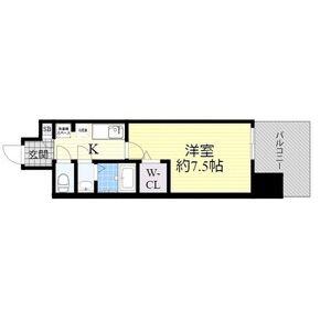 LUXE難波南(1K/9階)の間取り写真