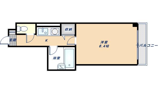 ビラ菱屋西(1K/3階)の間取り写真