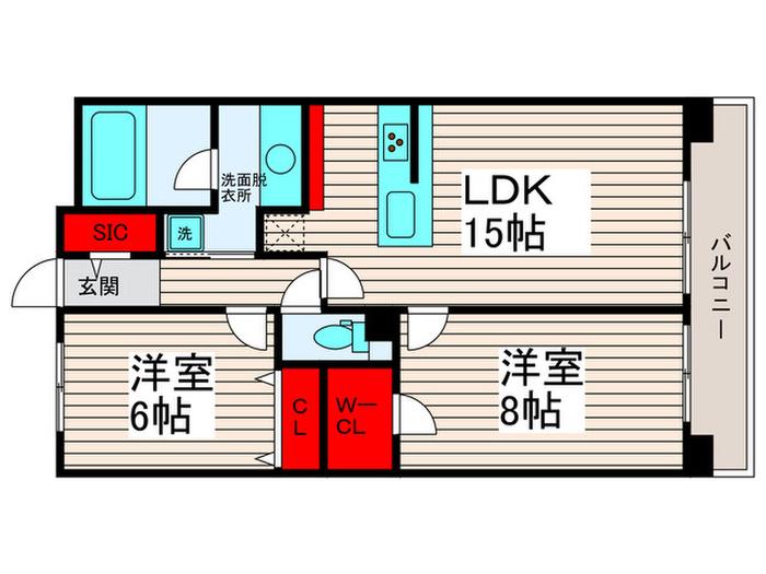 ロイヤルパークス西新井(2LDK/11階)の間取り写真