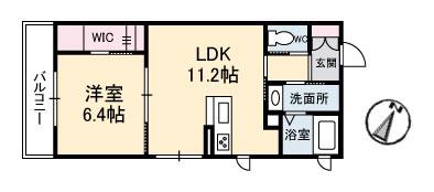 ベレオ田中(1LDK/2階)の間取り写真