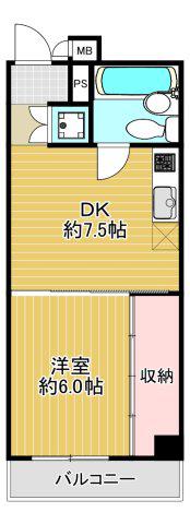 クローバーハイツ第2大手前(1LDK/2階)の間取り写真