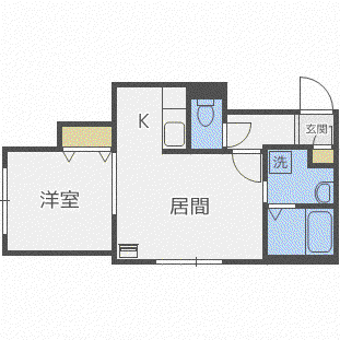 エステート北19(1LDK/4階)の間取り写真