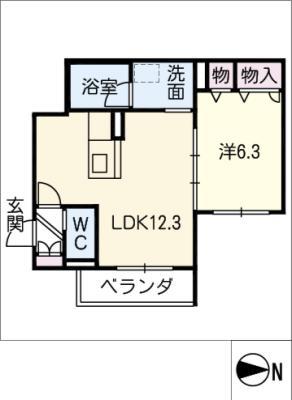 地下鉄桜通線 車道駅 徒歩5分 3階建 築6年(1LDK/3階)の間取り写真