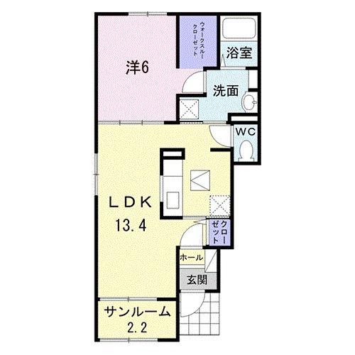 エーヴィヒヴォールD(1LDK/1階)の間取り写真
