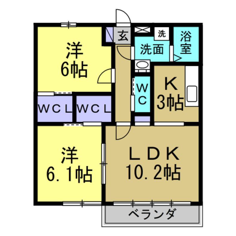 サンミツヤ(2LDK/1階)の間取り写真