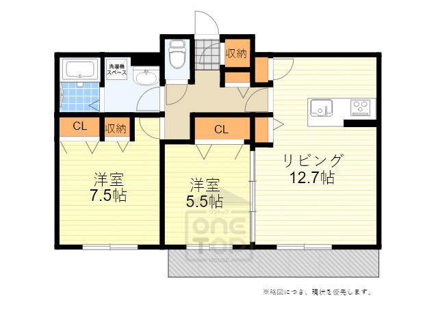 シャーメゾン沢良宜西(2LDK/3階)の間取り写真
