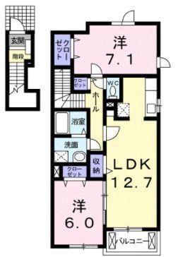 ベルヴィラージュⅢ(2LDK/2階)の間取り写真