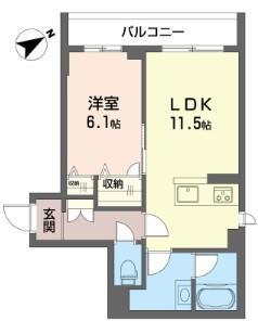 メゾンキング(1LDK/3階)の間取り写真