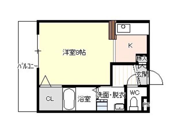 フラッハフェルト(1K/3階)の間取り写真