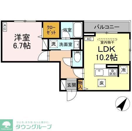 イヴレーア中町(1LDK/1階)の間取り写真