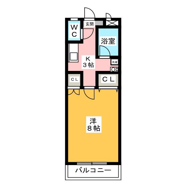 ボンボネール(1K/2階)の間取り写真