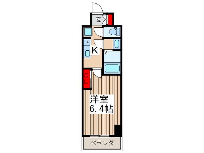 ラクラス市川(1K/4階)の間取り写真