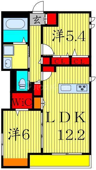 PROTEGO TOKYO イースト(2LDK/2階)の間取り写真
