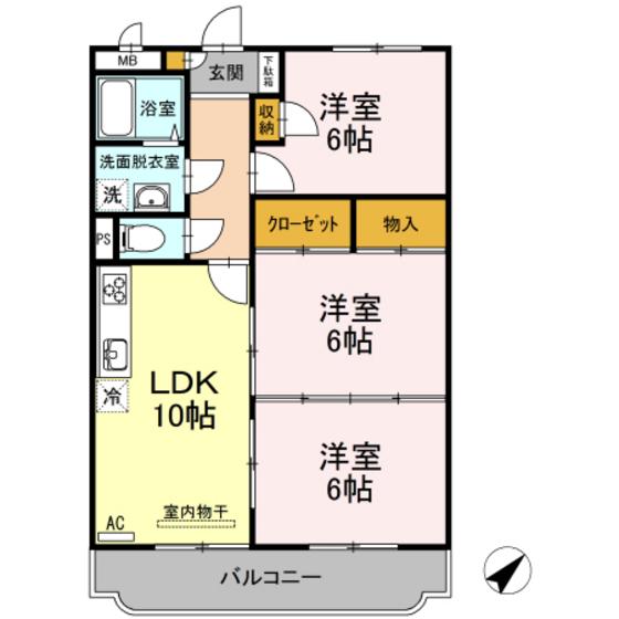 パストラル中郷原(3LDK/3階)の間取り写真