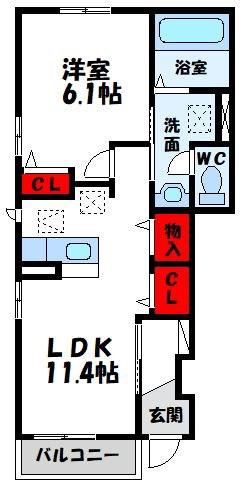 KSコート 宗像(1LDK/1階)の間取り写真