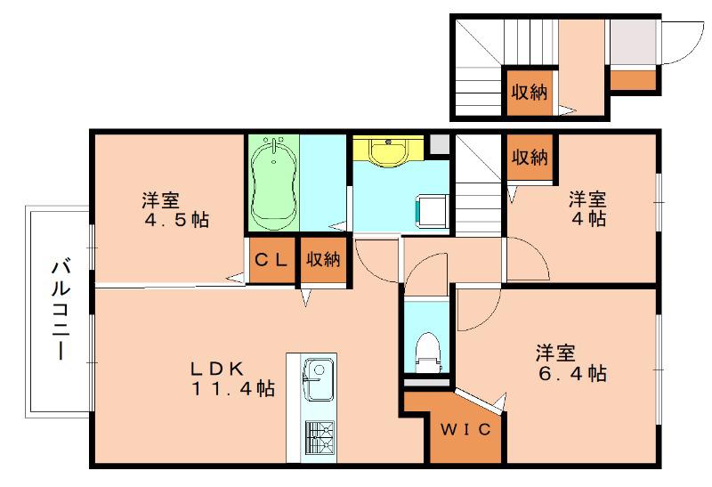 エスポワール高原II(3LDK/2階)の間取り写真