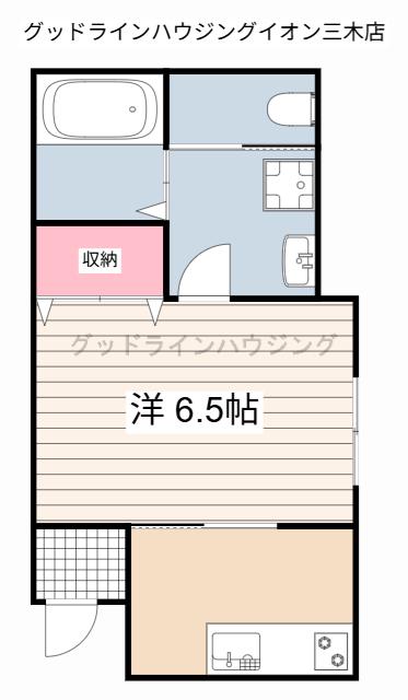 リープラス三木駅前(1K/1階)の間取り写真