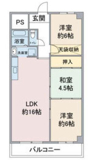 ファミリーハイツ柴田(3LDK/5階)の間取り写真