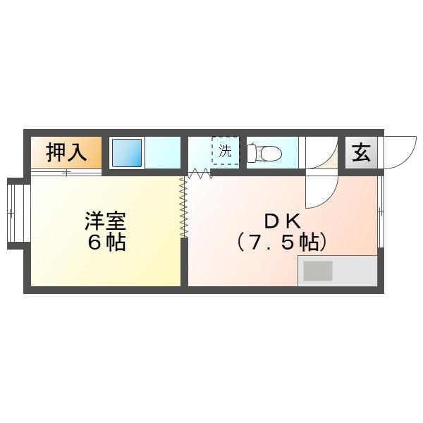 北日本ハイムC棟(1DK/1階)の間取り写真