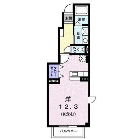 モンドミュール(ワンルーム/1階)の間取り写真