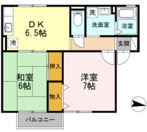 メゾンソフィアB棟(2DK/1階)の間取り写真