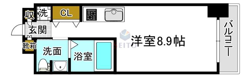 グレンパーク江坂II(ワンルーム/12階)の間取り写真