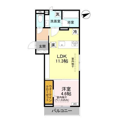 D-ROOM福住B(1LDK/1階)の間取り写真