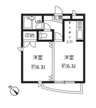 アレイYU(1LDK/1階)の間取り写真
