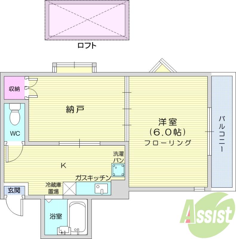 ヴェラノーバ双葉Ⅱ(1K/2階)の間取り写真