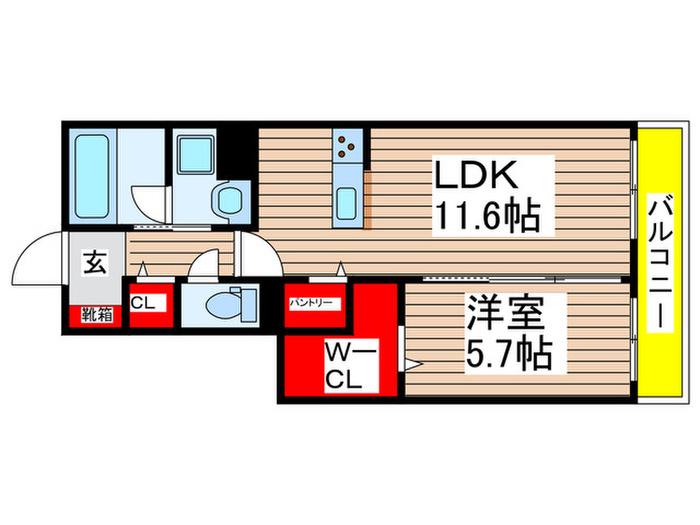 リヴェール・アセットI(1LDK/1階)の間取り写真