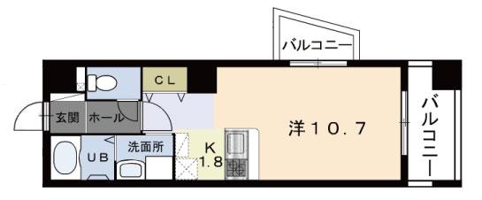 グランフルール(ワンルーム/8階)の間取り写真