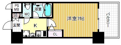 エスリード梅田西第3(1K/8階)の間取り写真