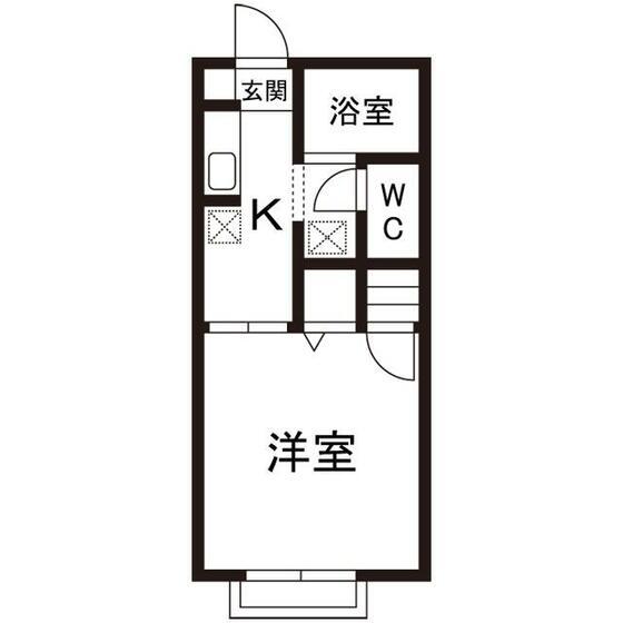 サンモールS&E B棟(1K/2階)の間取り写真