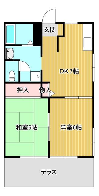 アネックス松本(2DK/1階)の間取り写真
