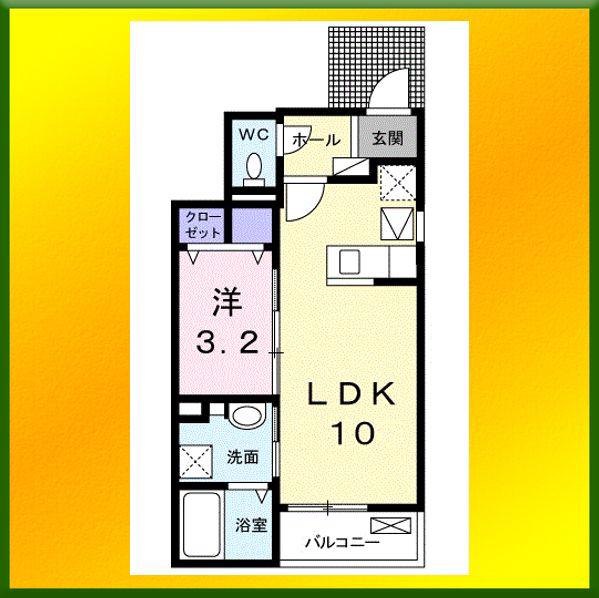 クラールフリーデ(1LDK/1階)の間取り写真