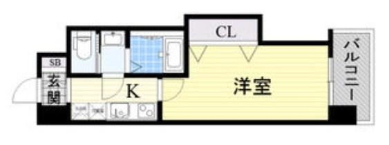 LUXE新大阪イーストII(1K/7階)の間取り写真