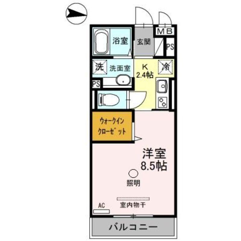 キャッスル西大宮(1K/2階)の間取り写真