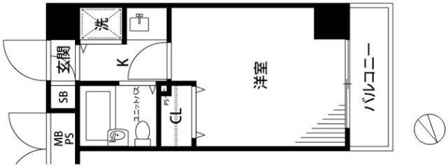 ガラシティ白金台(1K/6階)の間取り写真