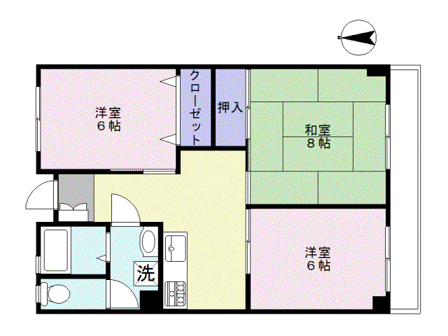 矢剣マンション(3K/1階)の間取り写真
