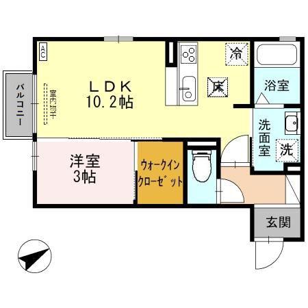 サムポワール(1LDK/1階)の間取り写真