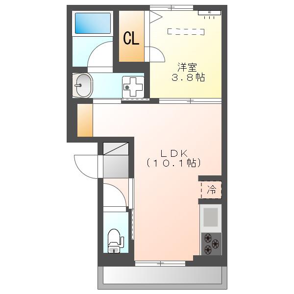 ガーデンアークC(1LDK/3階)の間取り写真