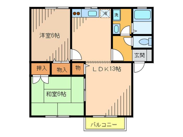ゆずりはサンハイツ(2LDK/1階)の間取り写真