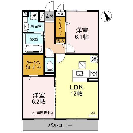 フレシール(2LDK/2階)の間取り写真