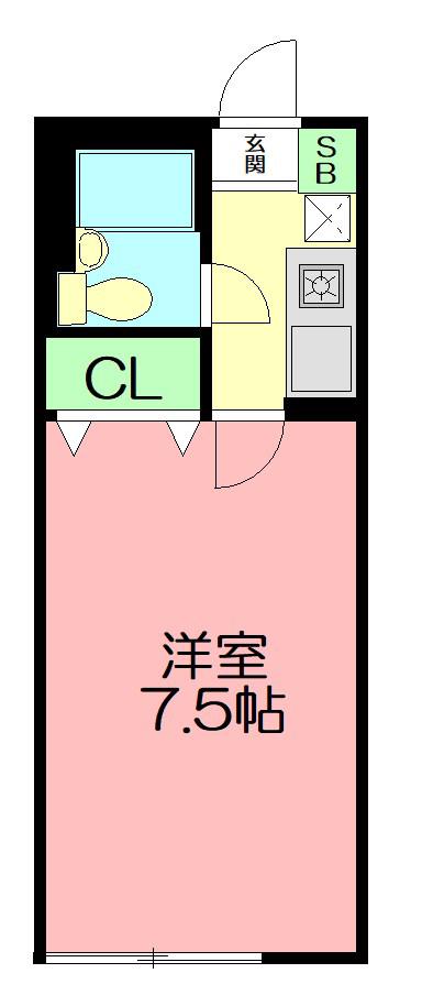 ペルソンヌ下依知(1K/1階)の間取り写真