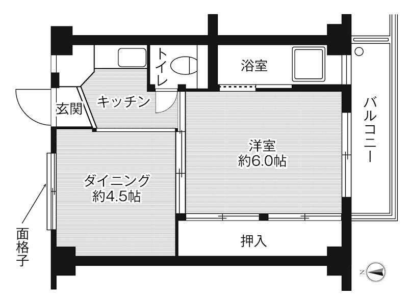 ビレッジハウス青山(1DK/2階)の間取り写真