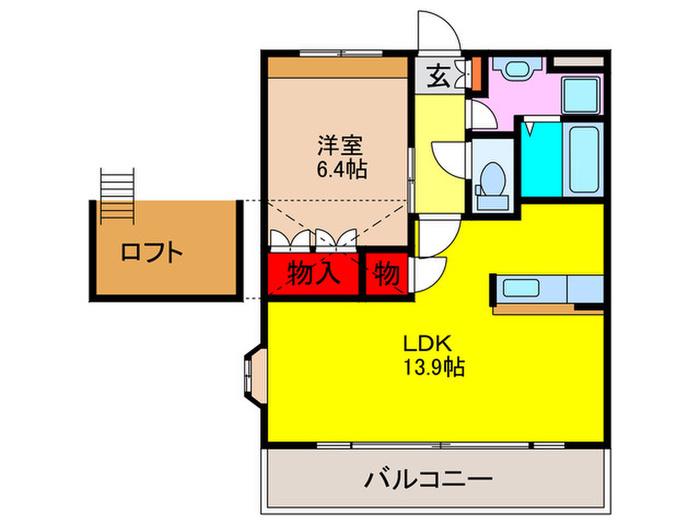カーサフェリーチェ(1LDK/2階)の間取り写真