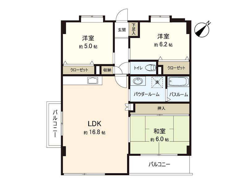 アヴェニュー港南台(3LDK/3階)の間取り写真