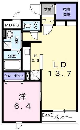 フォルトゥーナ(1LDK/1階)の間取り写真